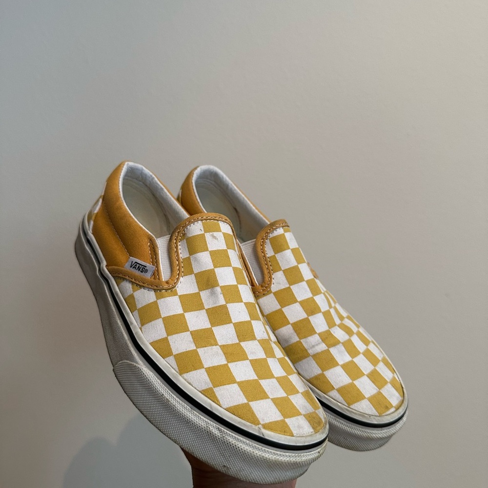 Vans Yellow and White Checkered Sneakers